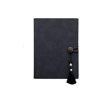 Imagem de A6 A5 B5 Caderno Espiral de Couro Falso e Diário Capa dura Livro de Notas Agenda Organizador Planejador de Anel Recarregável, A5 preto, 2 peças