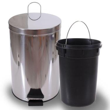 Imagem de Lixeira Inox Espelhado c/ Pedal Balde Removível 12 Litros Bene Casa