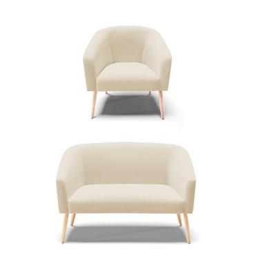 Imagem de Kit 01 Namoradeira 02 Lugares E 01 Poltrona A19 Bege