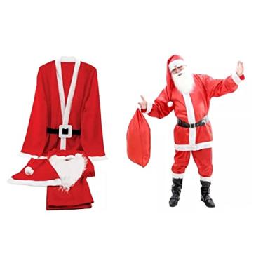 Imagem de Kit Fantasia Papai Noel Multiart 5 Peças Veludo Tamanho Único Adulto