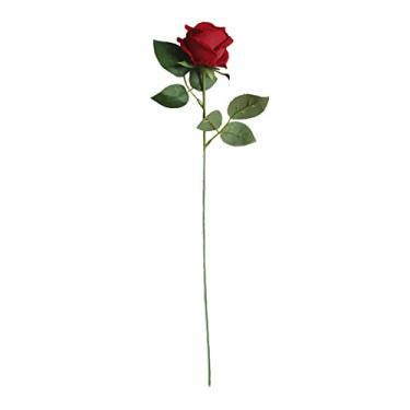 Imagem de Kasituny Flor artificial não murchada tecido textura simulação Rose Premium Vermelho