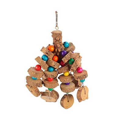 Imagem de Gaiola do pássaro Brinquedo Papagaios de madeira Mastigando Gaiola do brinquedo Divertido Papagaio do brinquedo Pendurado Mordida Blocos de madeira para grandes pássaros papagaios médios
