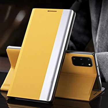 Imagem de Capa de couro magnético ultrafino forte para Samsung S8 S9 S10 S20 S21 S22 Note 10 20 Galaxy A13 A53 A73 Capa de suporte de suporte, amarelo, para Galaxy Note 9