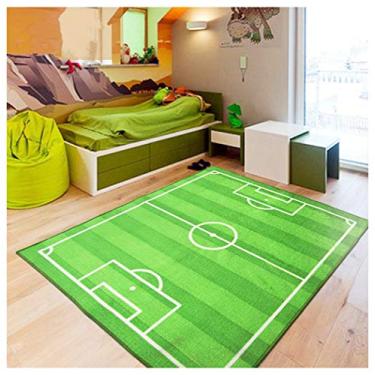Imagem de Tapete de campo de futebol divertido para crianças, tapete de campo de futebol, tapete de jogo para meninos e meninas, decoração de casa, sala de tema esportivo, Verde, 31.5''x47.3'' (80X120cm), 1