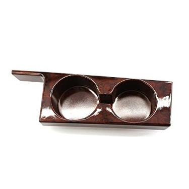 Imagem de TOTMOX Suporte de copo duplo para console frontal - Suporte de copo duplo no console frontal central com padrão de madeira de pêssego/fibra de carbono para E39 525i 528i 530i 540i M5 1997-2003