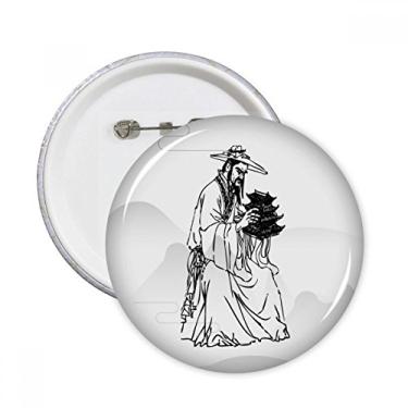 Imagem de Dao Religion China Ink Ppriest Alfinetes redondos crachá botão emblema decoração acessório 5 peças