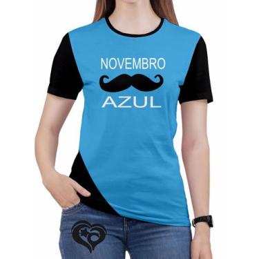 Imagem de Camiseta Novembro Azul Plus Size Feminina Blusa Bigode - Alemark