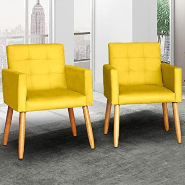 Imagem de Kit 02 Poltronas Decorativa Reforçada Oferta Sala de estar recepção (Amarelo)