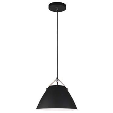 Imagem de Pendente Castor, Quality, QPD1376, 40W, Preto Matte com detalhe em couro marrom
