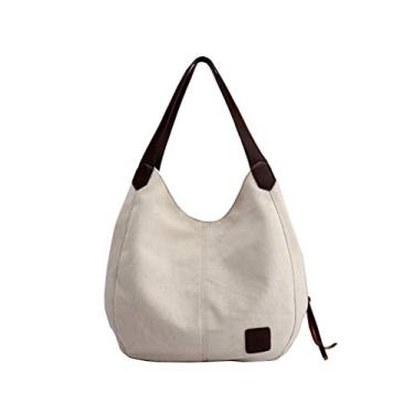 Imagem de Bolsa de ombro feminina vintage TENDYCOCOCOCO, bolsa de ombro, fecho de ferrolho, bolsa de mão casual para mamães (bege)
