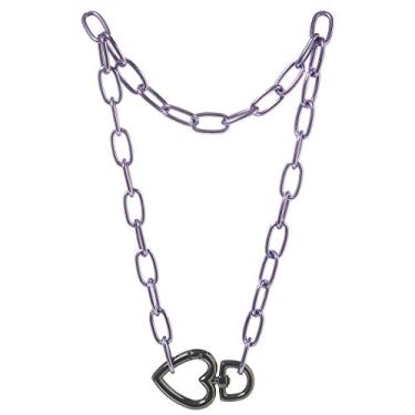 Imagem de Colar Coração Níquel E Corrente Lilás