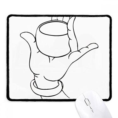 Imagem de Culture Hand Cup Line Padrão de desenho Mousepad Borda costurada Tapete de borracha para jogos