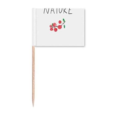 Imagem de Pintura de planta de frutas vermelhas, bandeiras de palito de dentes, enfeite de festa