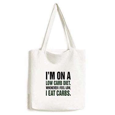 Imagem de Bolsa sacola de lona preta e verde com citação de perda de peso e bolsa de compras casual