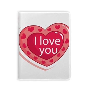 Imagem de Diário de capa macia para caderno com coração rosa I Love You Dia dos Namorados