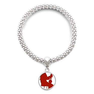 Imagem de DIYthinker China Erhu Player Ilustração Padrão Prata Pulseira Pingente Joias Corrente Ajustável