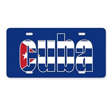 Imagem de DIYthinker Placa de licença com nome da bandeira de Cuba em aço inoxidável para decoração de automóveis