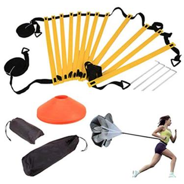 Imagem de MMCCHB Conjunto de escada de agilidade, kit de treinamento de agilidade de velocidade, escada de treinamento de futebol, footwork mais rápido e melhores habilidades esportivas
