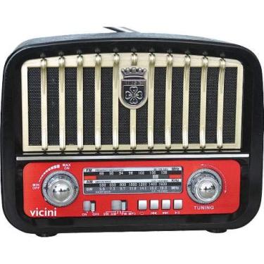 Imagem de Radio Retro Vintage Bluetooth Am Fm Usb Sd Dourado Listrado