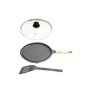 Imagem de Bifeteira Antiaderente Redonda Lisa 22cm Cabo T/V e Espátula