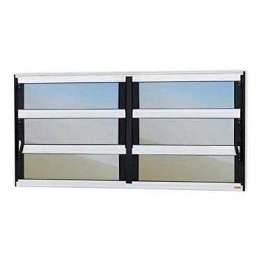 Imagem de Janela de Aluminio Basculante 2 Seções Elite Vidro Reflex 60cm x 150cm Brimak Mix Preto