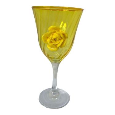 Imagem de Taça Amarela Oxum Lirio Rosa Super luxo 330 ml -Vidro