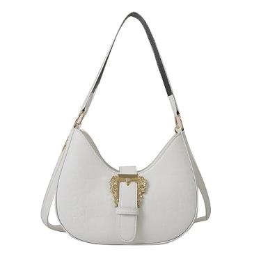 Imagem de Mulheres Bolsa de Ombro em Couro PU Bolsa Satchel Bolsa Vintage Faculdade Bolsa Transversal Bolsa Mensageiro de Trabalho (White)