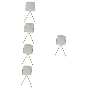 Imagem de BESTOYARD 5 Pçs Caneta Para Escova De Cozinha Com Papelaria Maquiagem Pincéis De Cerâmica Moldura Tripé Recipiente Cosméticos Armazenamento Mesa De Escritório Sala De Aula Suporte Dourado