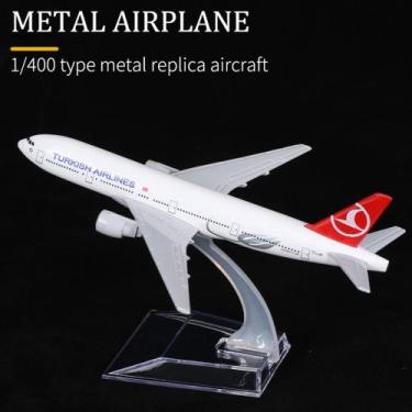 Imagem de Miniatura De Avião Turkish Airlines B777 Miniatura Avião Aeronave Come