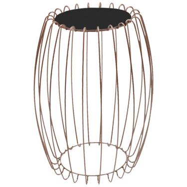 Imagem de Mesa Apoio Lateral 43 cm Tampo Vidro Preto Base Metal Cobre Nacc