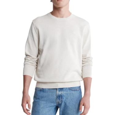 Imagem de Calvin Klein Suéter masculino compacto de gola redonda de algodão, Giz urze, XGG