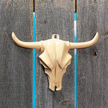 Imagem de Fun Express Crânios de cabeça de boi - Conjunto de 12 decorações de parede de plástico - Suprimentos e decoração de festa de cowboy e ocidental