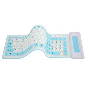 Imagem de Teclado De Silicone Sem Fio Vomeko 2.4G - Portátil, Dobrável E à Prova D'água Com 107 Teclas De Tamanho Real Para Teclado Portátil De Laptop, PC E Notebook(azul)