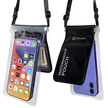 Imagem de Oreunik Bolsa impermeável para celular [2 unidades], capa impermeável para iPhone 14/13/12 Pro MAX Samsung Galaxy S22/S20 Ultra s11/s10 até 8 polegadas, sensibilidade ao toque da tela