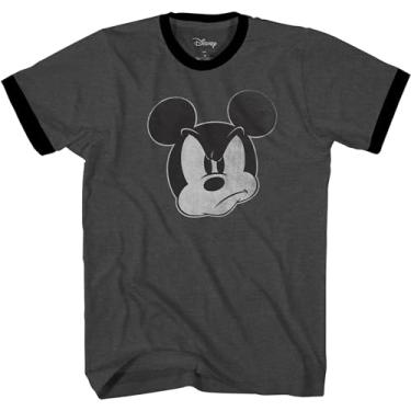 Imagem de Mad Mickey Mouse camiseta clássica vintage Disneyland World masculina adulto camiseta gráfica para homens camiseta para homens, Cinza-carvão/preto, XG