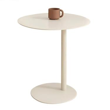 Imagem de Mesa Lateral Redonda De Metal, Mesas Finais Para Sala De Estar Do Quarto, Mesa De Cabeceira Em Forma De C Com Estrutura Estável (Color : White 2, Size : H 50cm/19.68in)