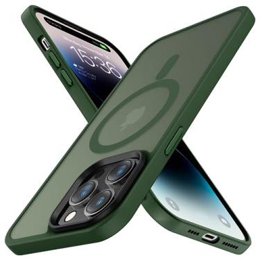 Imagem de Meifigno Capa Magic Mag Series para iPhone 13 Pro Max, [proteção de grau militar e compatível com MagSafe], parte traseira fosca translúcida com teclas de liga de alumínio, para iPhone 13 Pro Max de 6,7 polegadas, verde alpino