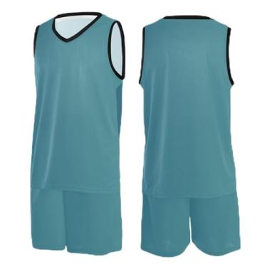 Imagem de CHIFIGNO Camiseta cáqui de basquete, camiseta de treino de futebol, vestidos femininos de basquete PP-3GG, Dégradé azul, 3G