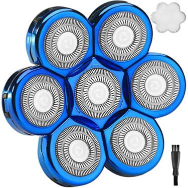 Imagem de Lâminas de substituição para barbeador universal com 7 lâminas compatíveis com o barbeador Freedom Gold e a maioria das marcas convencionais, cabeça de substituição para barbeador elétrico (7 azul)