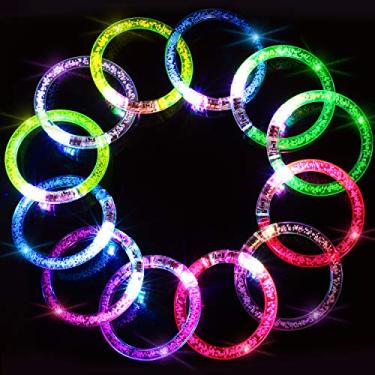 Imagem de Pulseira LED Novity Place - Lembrancinhas para festas, brinquedos iluminados para aniversários de feriados - Acessórios iluminados para crianças e adultos - 6 cores, pacote com 12