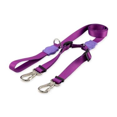 Imagem de Dog Trip Brasil Coleira Guia Dupla Para Cães Cachorro Adestramento Passeio Tamanho Porte Grande Médio Pequeno (P, Purple)