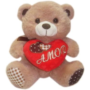 Imagem de Urso Ursinho De Pelúcia Com Coração Amor Namorados Apaixonado - 26cm