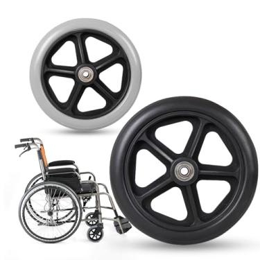 Imagem de Pneus de roda dianteira de 6/7/20.3 cm para cadeira de rodas, 2 peças de substituição de rodas para cadeiras de rodas, rolamento de 8 mm (5/40.6 cm), rodízio frontal de cadeira de rodas profissional,