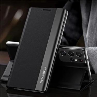 Imagem de Capa magnética de couro flip para Samsung Galaxy S23 Ultra S22 S21 S20 FE S10 S9 S8 Plus Note 20 Capa dura de proteção total, preta, para Samsung S10 Plus