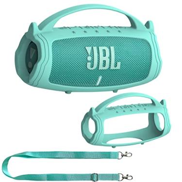 Imagem de JCHPINE Capa de silicone para alto-falante Bluetooth portátil JBL Charge 5, suporte protetor para acessórios de alto-falante JBL Charge 5 (capa azul-petróleo, não serve para a versão Wi-Fi)