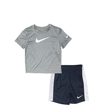 Imagem de Nike Conjunto de 2 peças de camiseta e shorts com estampa Dri-Fit Swoosh para meninos pequenos, B (86f237-023)/G, 7 Years