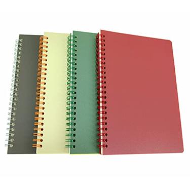 Imagem de ALIMITOPIA Caderno espiral, capa dura de plástico, encadernado, pautado, caderno de anotações, agenda, diário, tamanho A5 (21 x 14 cm) e 80 folhas (4 peças (vinho, marrom, verde escuro, marfim))