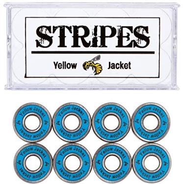 Imagem de Yellow Jacket rolamentos premium para skate, rolamentos Pro Longboard, 608, ABEC 9, azul bomber (pacote com 8)