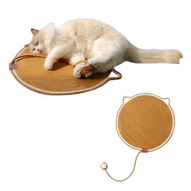 Imagem de GooCare Tapete aconchegante para arranhar gatos com bola de gato - corda de algodão feita à mão, durável e lavável - arranhador e cama perfeitos para gatos (preto-50,8 cm)