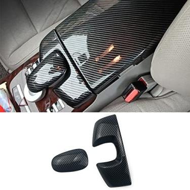Imagem de CHUANGHUI Para Mercedes-Benz S Class W221 W222 S400 S450 S500 S550 S560 S600 Cor de Fibra de Carbono Interior do Carro Tampa do Apoio de Braço Central Caixa de Console Capa Protetora do Painel (W221 2008-2013 2 peças)